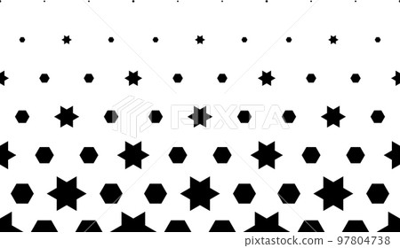Geometric pattern of black figures on a white background. Seamless in one direction.SCALE method Geometric pattern of black figures on a white background. Seamless in one direction.SCALE method 97804738