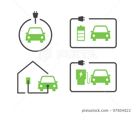 Green electric car charging point icon vector. Renewable eco technologies Green electric car charging point icon vector. Renewable eco technologies 97804822