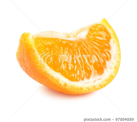Fresh juicy tangerine segment isolated on white 97804889