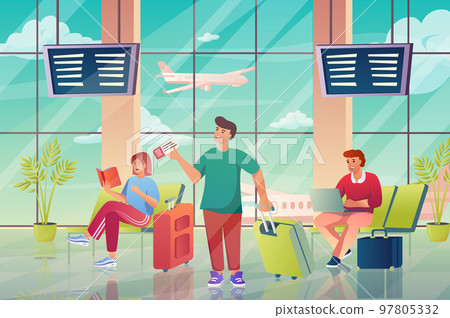 Airport Cartoon Vector Illustration 97805332