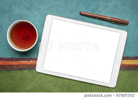 mockup of digital tablet with a blank isolated screen 97805502