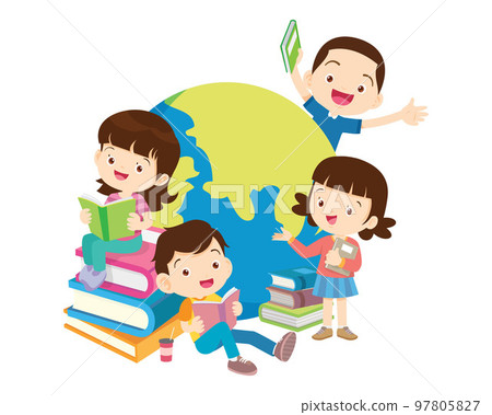 Happy Children reading book Back to School Concept kids and book Happy Children reading book Back to School Concept kids and book 97805827