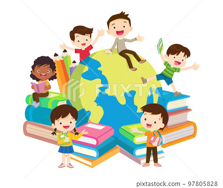 Happy Children reading book Back to School Concept kids and book 97805828