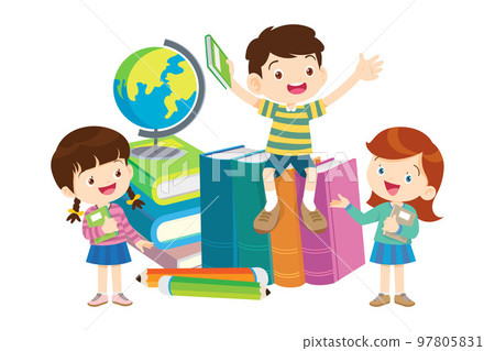 Happy Children reading book Back to School Concept kids and book Happy Children reading book Back to School Concept kids and book 97805831