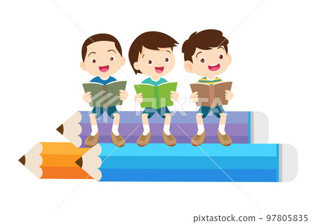 Happy Children reading book Back to School Concept kids and book Happy Children reading book Back to School Concept kids and book 97805835