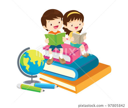 Happy Children reading book Back to School Concept kids and book Happy Children reading book Back to School Concept kids and book 97805842