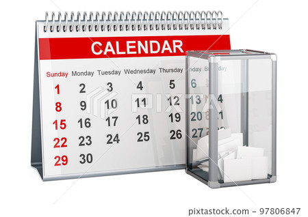 Ballot box with desk calendar, 3D rendering 97806847