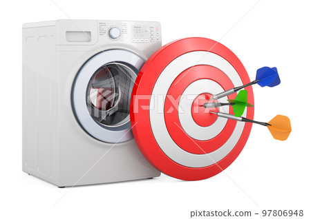 Washing machine and target with arrows. 3D rendering Washing machine and target with arrows. 3D rendering 97806948