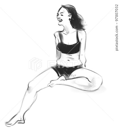 The girl sits on a chair and is engaged in physical therapy. Vector format,  imitation of freehand drawing Stock Vector by ©BolotovaTatyana 278816138