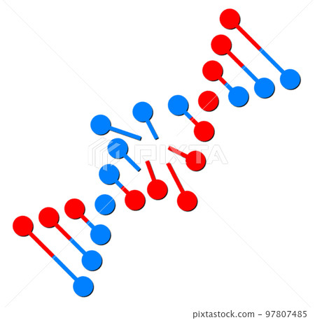 Illustration of biological cell DNA being damaged and molecular collapse Illustration of biological cell DNA being damaged and molecular collapse 97807485