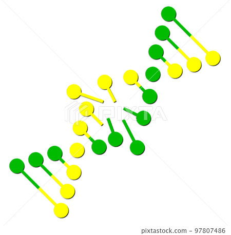 Illustration of biological cell DNA being damaged and molecular collapse 97807486