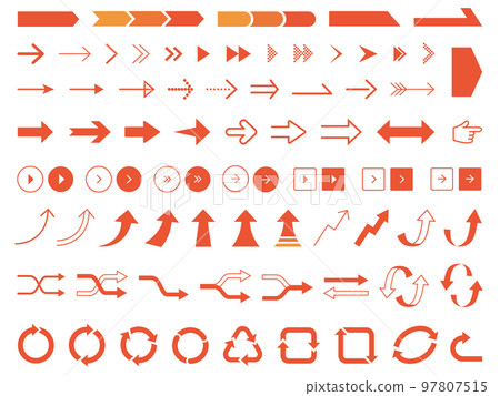 Simple arrow icon set_orange 97807515