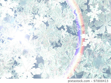 雪晶天空光暈彩虹風景背景壁紙（3DCG） 97808413