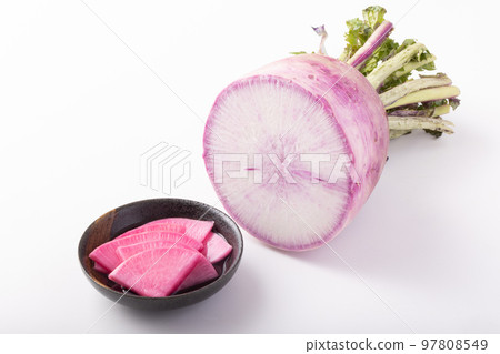 Red shigure radish pickled in sweet vinegar Red shigure radish pickled in sweet vinegar 97808549