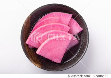 Red shigure radish pickled in sweet vinegar Red shigure radish pickled in sweet vinegar 97808552