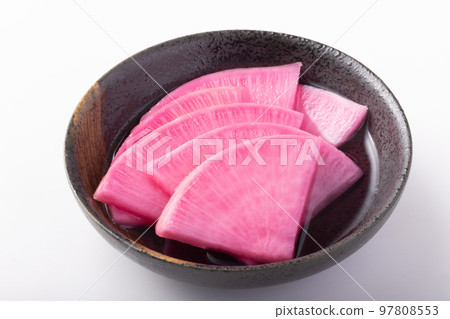 Red shigure radish pickled in sweet vinegar Red shigure radish pickled in sweet vinegar 97808553