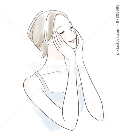 Skin care: A woman with a smile who closes her eyes in enchantment 97809699