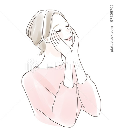 Skin care: A woman with a smile who closes her eyes in enchantment 97809702