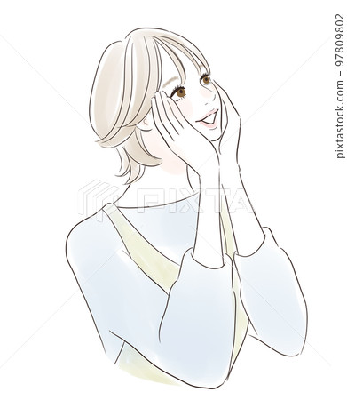 Skin care A smiling woman who is enchanted and smiles 97809802