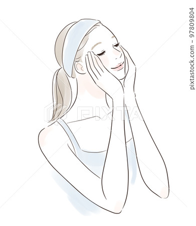 Skin care: A woman with a smile who closes her eyes in enchantment 97809804