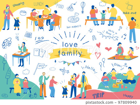 Family illustration material collection 97809940
