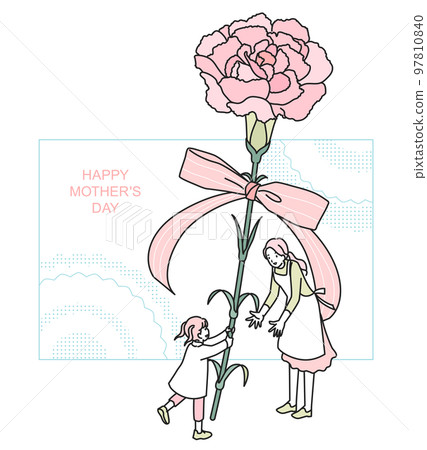 Mother's day girl giving carnation to mom 97810840