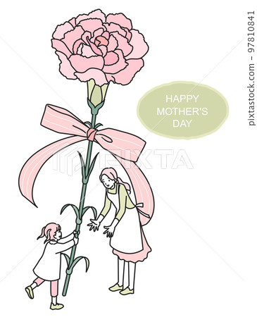 Mother's day girl giving carnation to mom Mother's day girl giving carnation to mom 97810841