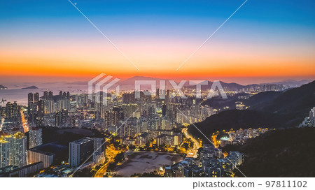 2 March 2022 City scape of west Kowloon Peninsula, hong kong 2 March 2022 City scape of west Kowloon Peninsula, hong kong 97811102