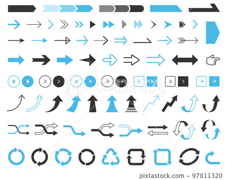 Simple arrow icon set_blue/black 97811320