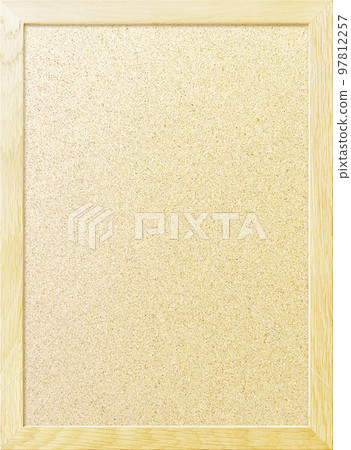 A vertical background image of a light yellow textured corkboard bordered by a wooden frame 97812257
