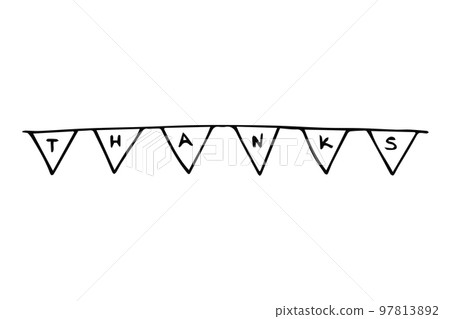 Doodle thanks garland. Hand-drawn flags decoration 97813892