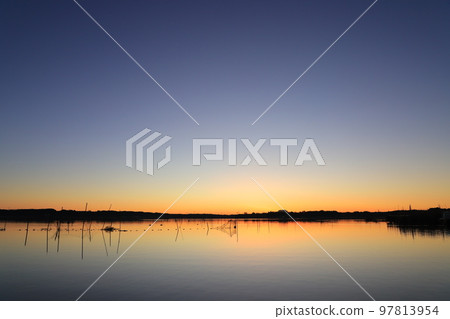 Landscape of the sunrise in Imba-numa 97813954