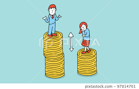 Image illustration of wage gap between men and women Difference in average monthly salary 97814701