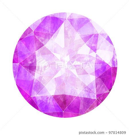 圓形明亮式切割紫色珠寶水彩插圖圖像 97814809