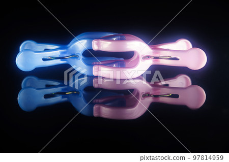 Pink and light blue clothespin black back Pink and light blue clothespin black back 97814959