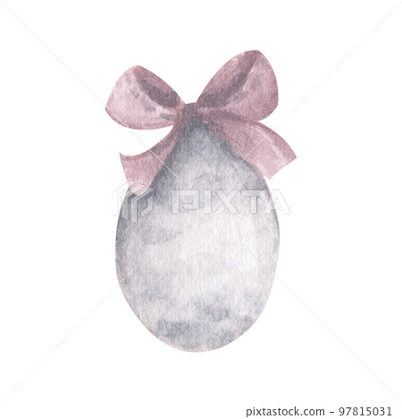 Colored Easter Egg with bow. Watercolor illustration. Colored Easter Egg with bow. Watercolor illustration. 97815031