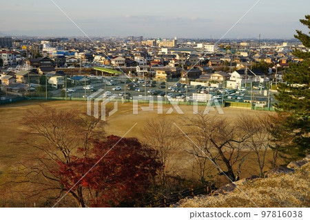 Scenery of Matsuzaka city seen from Matsuzaka castle ruins in Matsuzaka city, Mie prefecture Scenery of Matsuzaka city seen from Matsuzaka castle ruins in Matsuzaka city, Mie prefecture 97816038