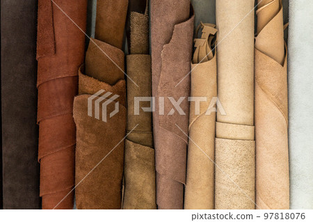 Material for creating handmade production at leather workshop. 97818076