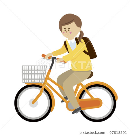 一個女人騎自行車的插圖圖像 一個女人騎自行車的插圖圖像 97818291