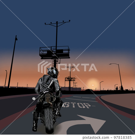摩托車摩托車機場飛機背景夜景 97818385