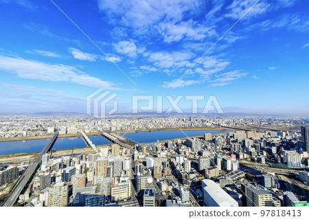 View of Yodo River from Umeda Sky Building, Osaka Prefecture View of Yodo River from Umeda Sky Building, Osaka Prefecture 97818413