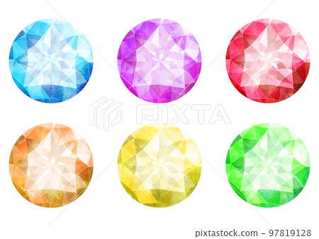 Round brilliant cut jewelry watercolor illustration set Round brilliant cut jewelry watercolor illustration set 97819128