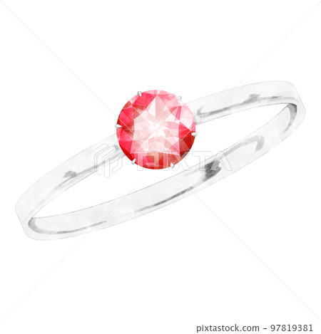 Red ring jewelry round brilliant cut watercolor illustration Red ring jewelry round brilliant cut watercolor illustration 97819381