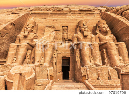 The Great Temple of Ramesses II in Abu Simbel, Aswan, Egypt The Great Temple of Ramesses II in Abu Simbel, Aswan, Egypt 97819706