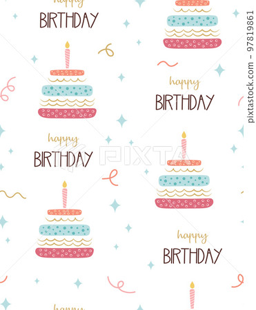 cartoon seamless pattern with cake and candle cartoon seamless pattern with cake and candle 97819861