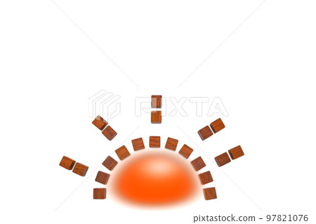 Background with sunset light in red wood cube sun frame 97821076