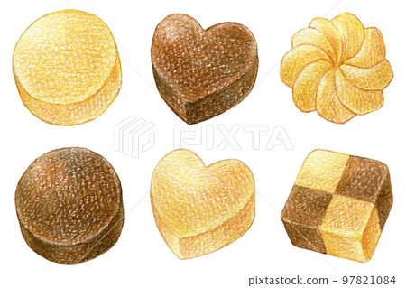 Small cookie colored pencil drawing one point set Small cookie colored pencil drawing one point set 97821084