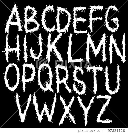 Metal music style font.Vector letters with spines.Art lettering. 97821128