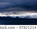 National park in Hokkaido, Lake Shikotsu at dawn stormy weather 97821214