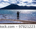 Fisherman of Lake Shikotsu, a national park in Hokkaido, Japan 97821223
